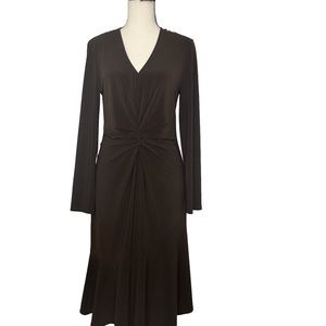 Joseph Ribkoff Brown Jersey Knit Long Sleeve Midi Dress Size 12